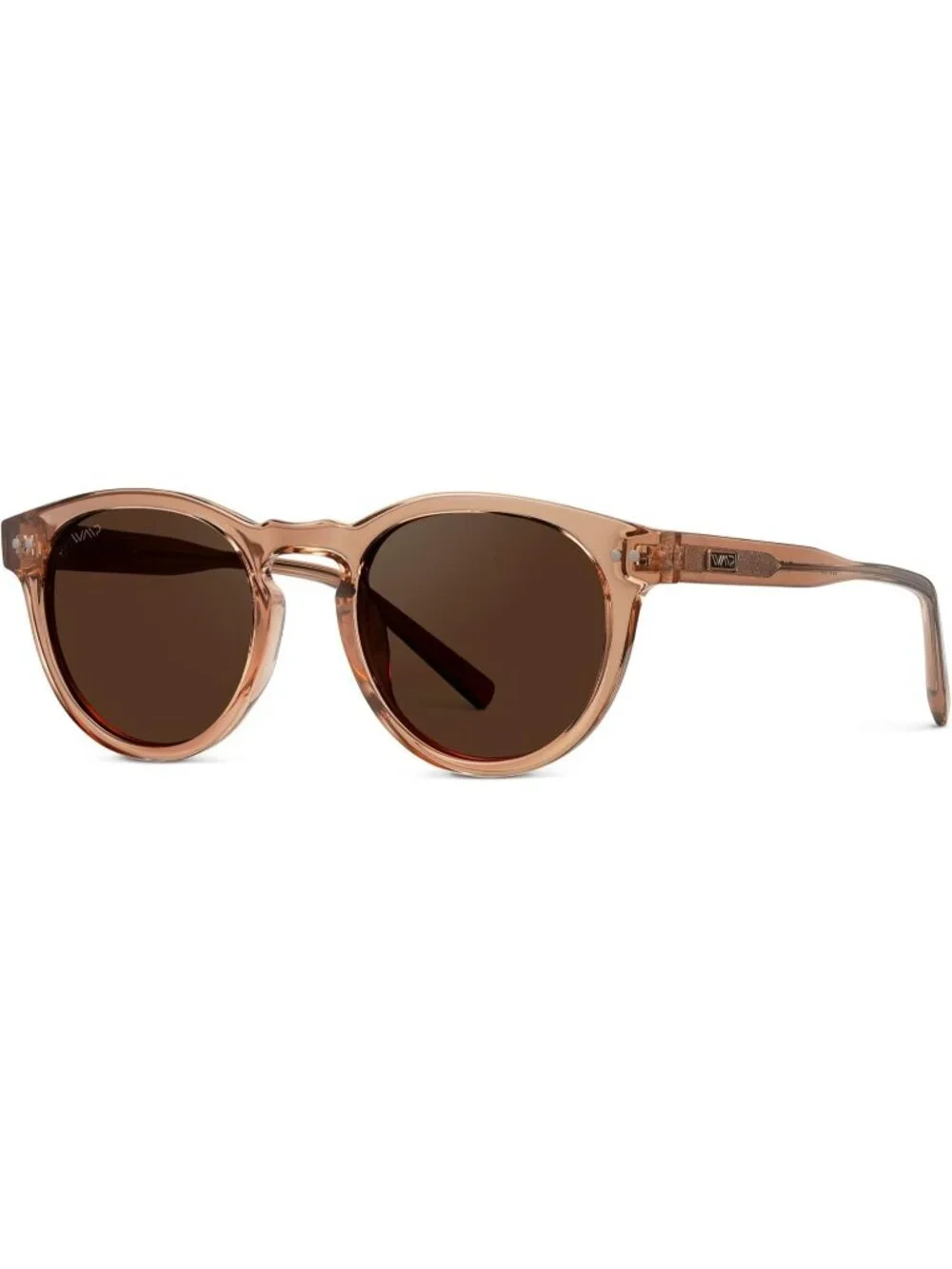 Women's Crystal Brown Brown Lens Glasses Round Polarized Retro Wear Protection